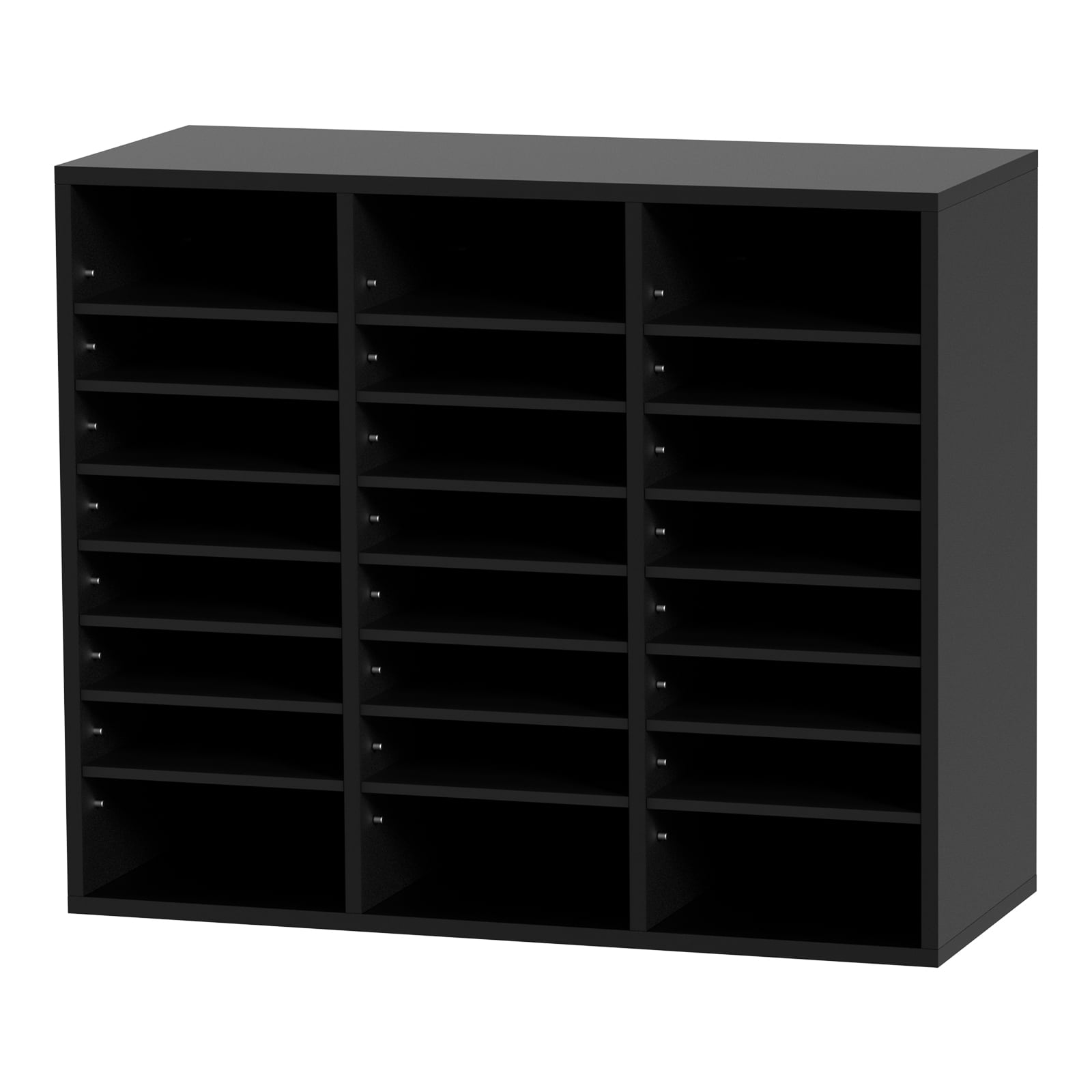 Wood Literature Organizer, 24 Compartments, File Sorter With Removable Shelves, Mailboxes Slot For Office Home Classroom Mailrooms Organization, EPA Certified, Black_maomaolike.com